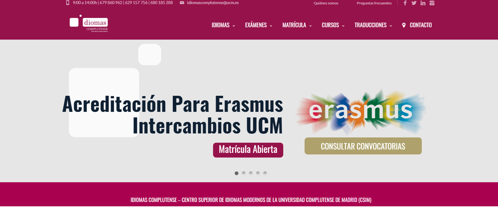 Convocatoria exámenes Erasmus CSIM