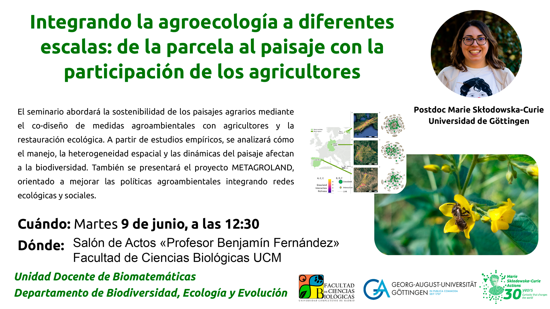 Conferencia: Integrando la agroecología a diferentes escalas: de la parcela al paisaje con la participación de los agricultores. 9 de junio